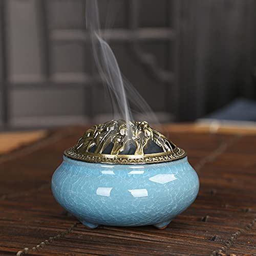 【色: ブルー】香炉 お香立て 仏壇用香炉 おこうたて おしゃれ 亜鉛合金多目的