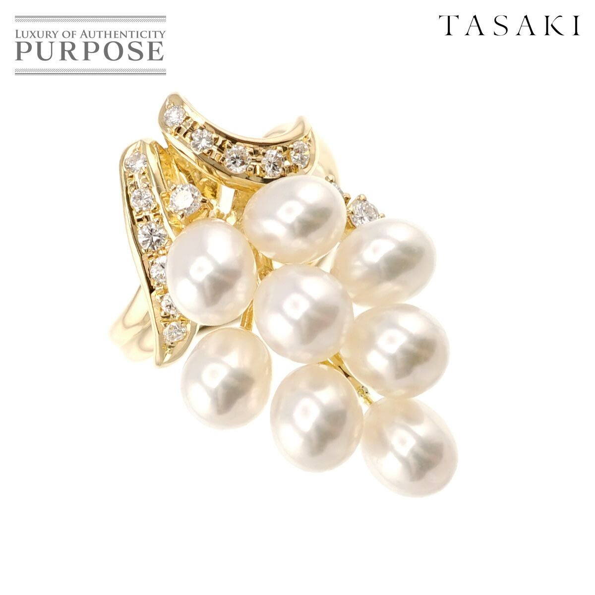 タサキ TASAKI 11.5号 リング 淡水真珠 5.6-5.3mm ダイヤ 0.29ct K18