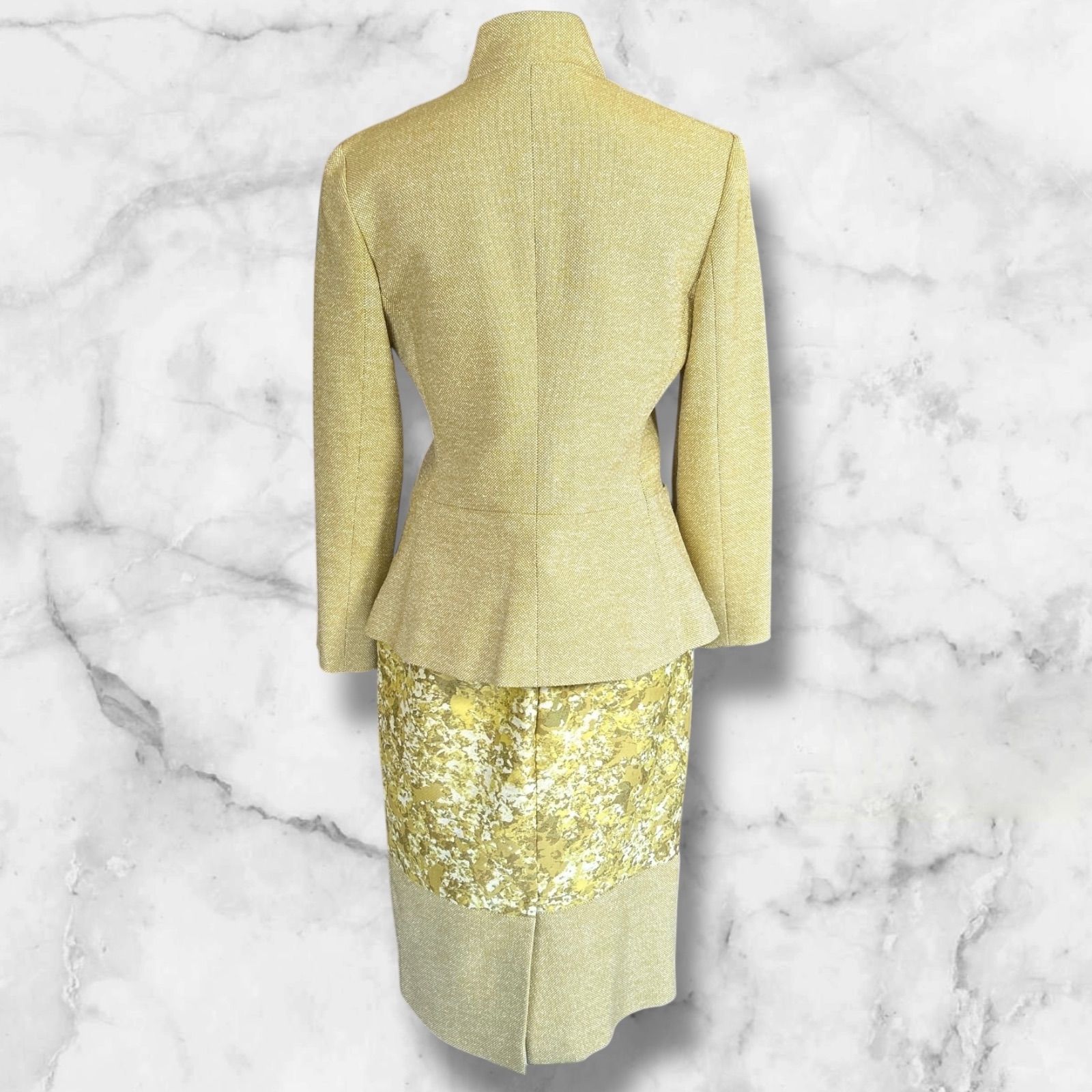 MaxMara マックスマーラ 白タグ セットアップ L スタンド ジャケット ジャガードスカート レディース セレモニースーツ