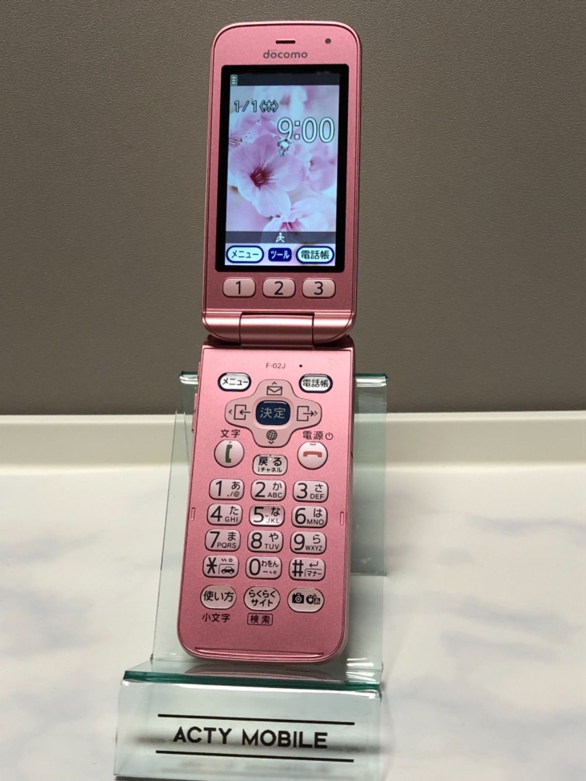 ドコモ らくらくフォン F-02J simフリー ピンク ガラケー - 携帯電話