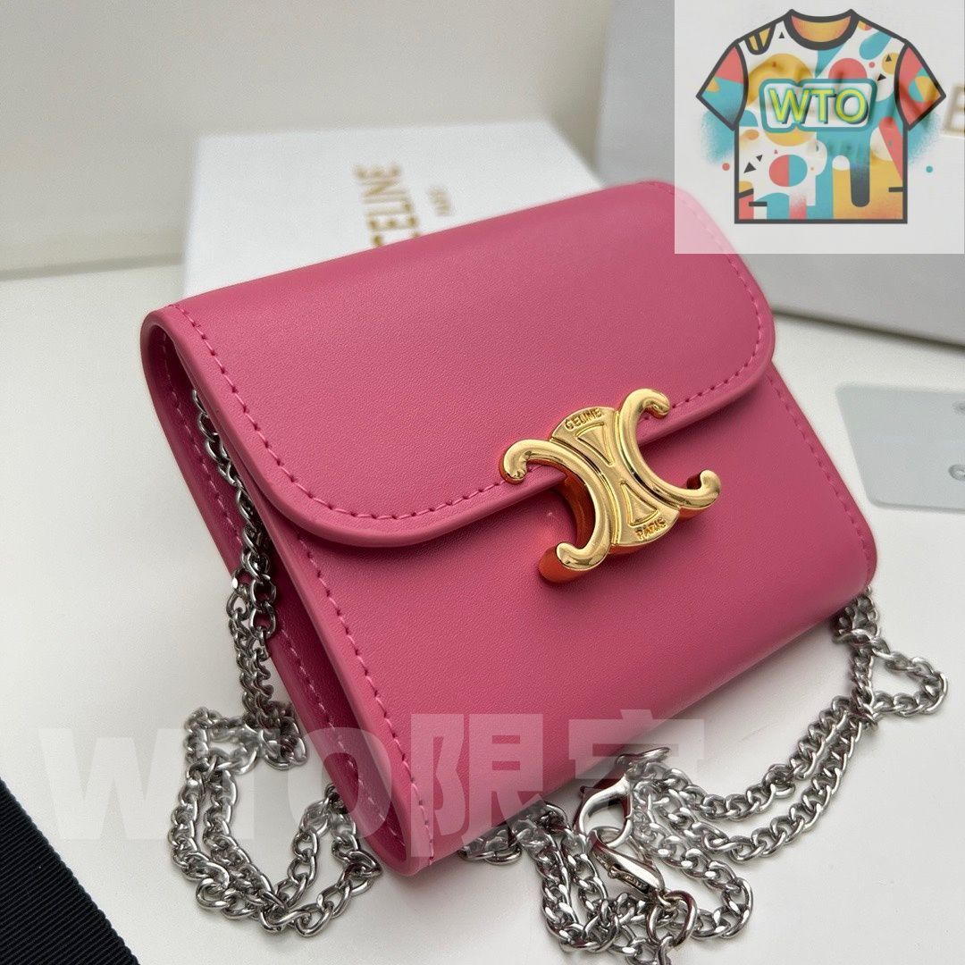 本日WTO】Celine トリオンフ チェーンウォレット 10783 高級本革