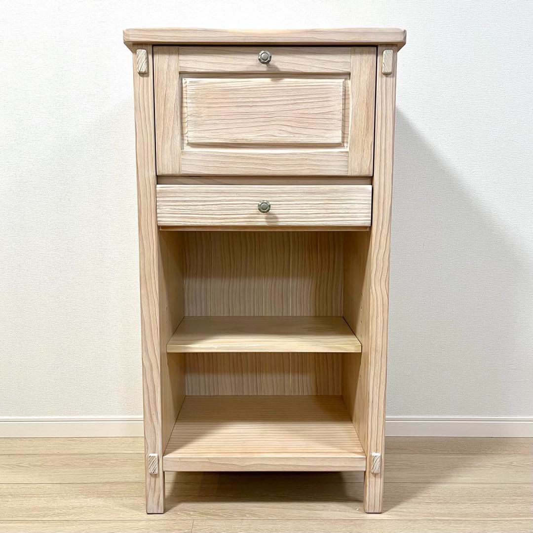 そ103 フレンチカントリー ナチュラル木製 電話台 FAX台 チェスト キャビネット 天然木 北欧スタイル 収納家具