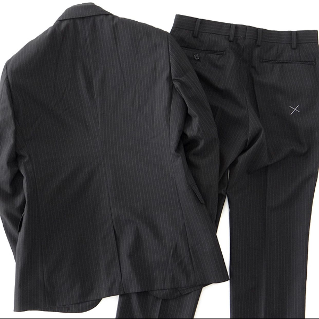 新品 ヒルトン 春夏 SUPER120'sピンストライプ2パンツスーツ YA5黒