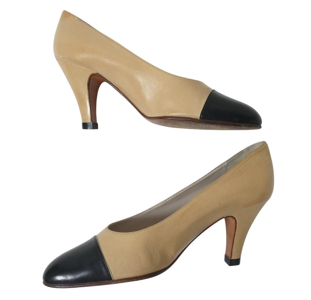 CHANEL シャネル サイズ35 約22㎝ バイカラー レザー ラウンドトゥ