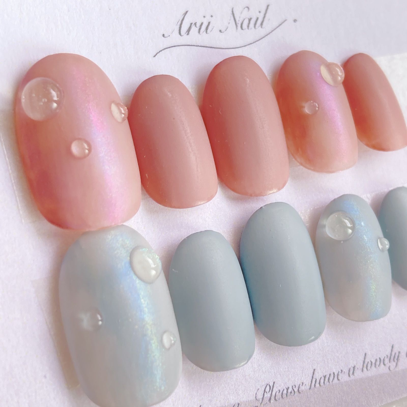 ネイルチップ くすみカラー 水色 シンプル ぷっくり 韓国 オーダーネイル ネイルチップ くすみカラー 水色 シンプル ぷっくり 韓国 オーダー