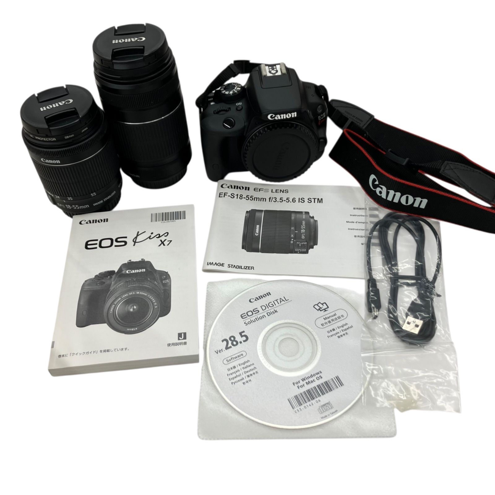 186000 現状品 Canon カメラ EOSkiss X7 ダブルズームキット KISSX7-WKIT