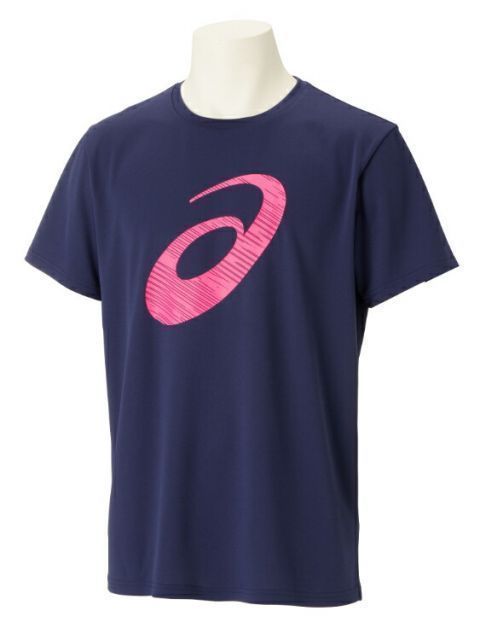 asics アシックス ES DRY BIGLOGO SS SHIRT ピーコート L 2031E019 400 | スポーツ メンズ L 紺 服 衣類 衣料品ウェア ウエア トップス シャツ Tシャツ 半袖 吸汗速乾 リサイクルポリエステル ニット素材