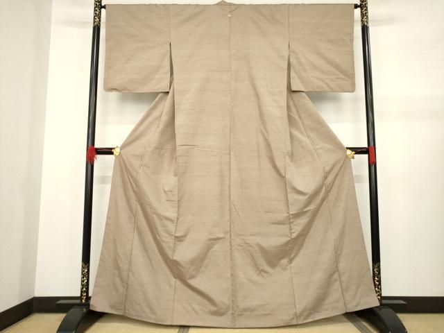 平和屋着物 上質な紬 色無地 柴染色 正絹 AABA9460ck