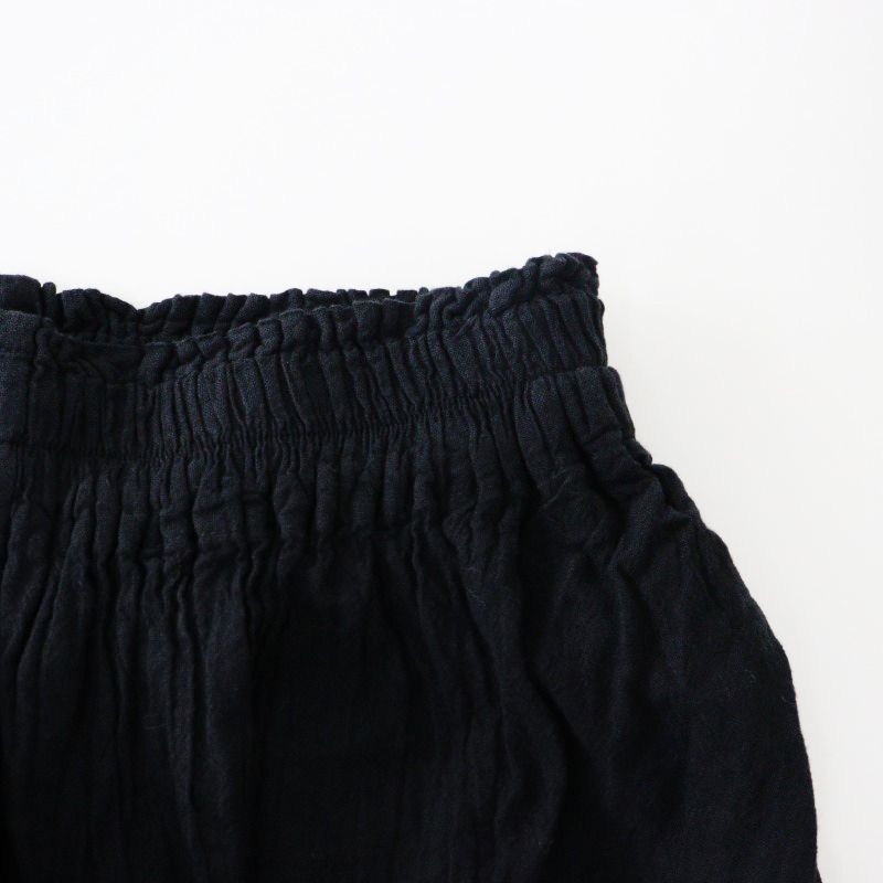 ヂェン先生の日常着 テーパードパンツ S/ブラック コットンリネン ゴム  