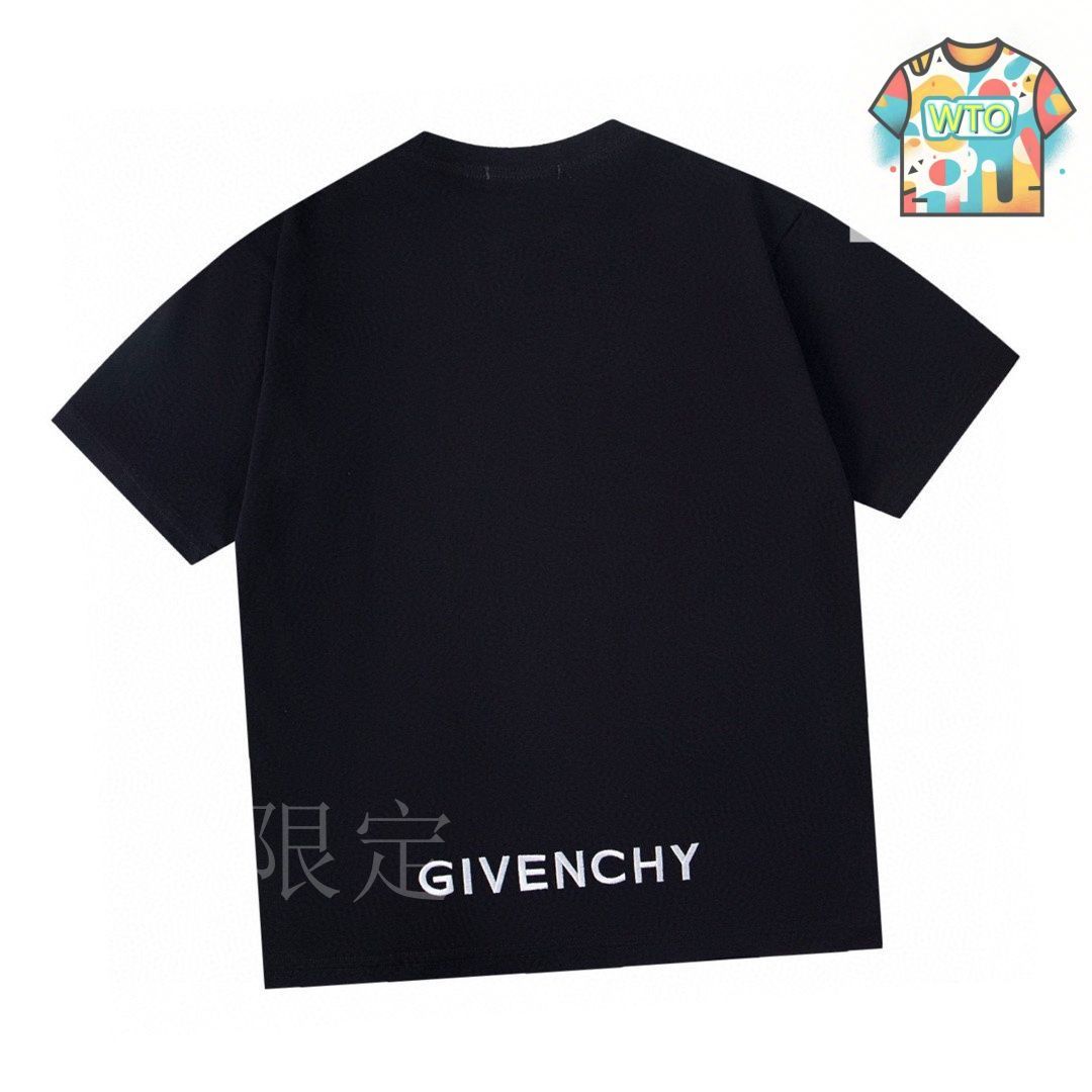 背中で語る、知的な反逆【GIVENCHY】鏡像ロゴ コットンTシャツ 今日特価】Givenchy 2025 夏 ポケット精密刺繍丸首半袖 T-3