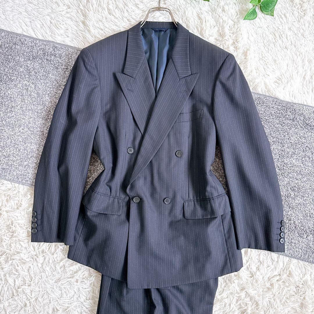 ディオール セットアップ スーツ ストライプ柄 ダブルボタン ブラック
