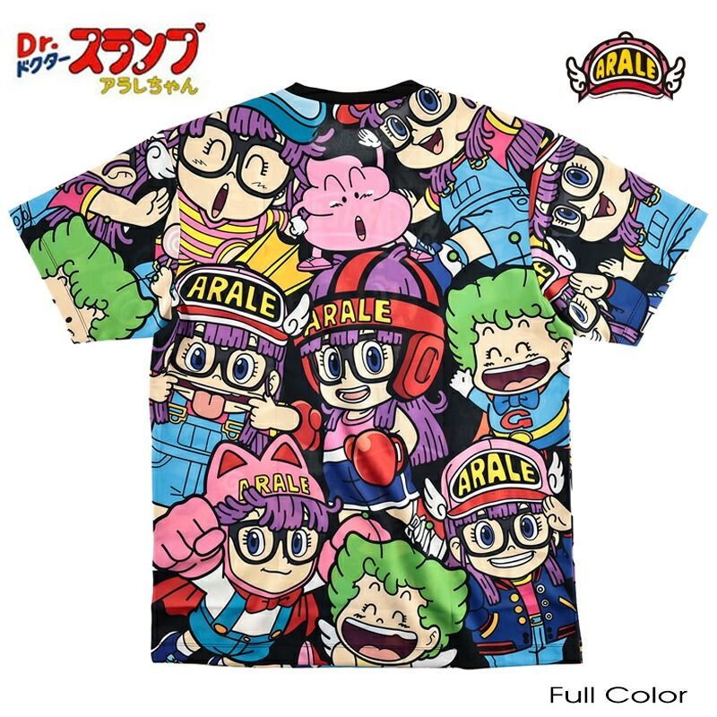 ドクタースランプ アラレちゃん Ｔシャツ あられちゃん 総柄 フルカラー プリント 半袖 メンズ レディース ユニセックス アニメ ガっちゃん  うんちくん キャラクター 原宿系 OTAKU コレクター ダンス ストリート 誕生日プレゼント ギフト ペアルック