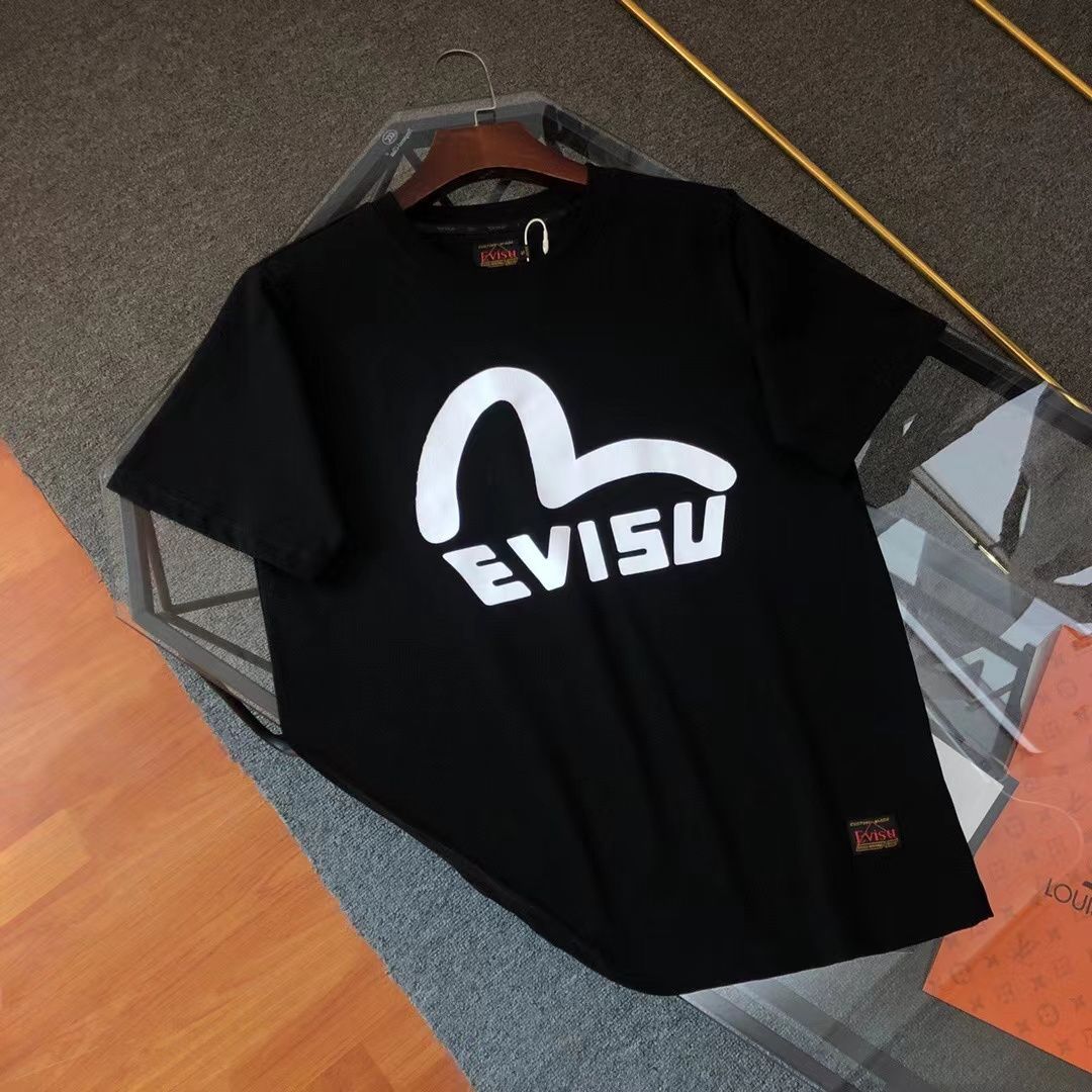 超人気新作【エヴィスEVISU】カモメプリント リラックスフィット Tシャツユニセックス 黒