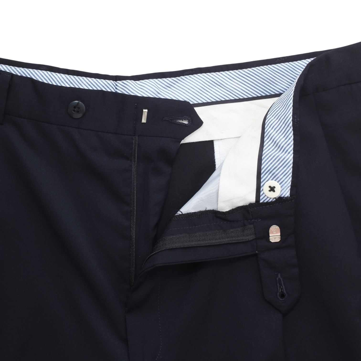 古着 90s ラルフローレン ツータック ウール スラックス ネイビー W40