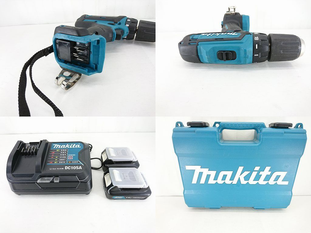 s24t-0369n【中古】makita マキタ 10.8V 充電式 ドライバドリル HP331DSHX バッテリー2個 充電器 ケース付