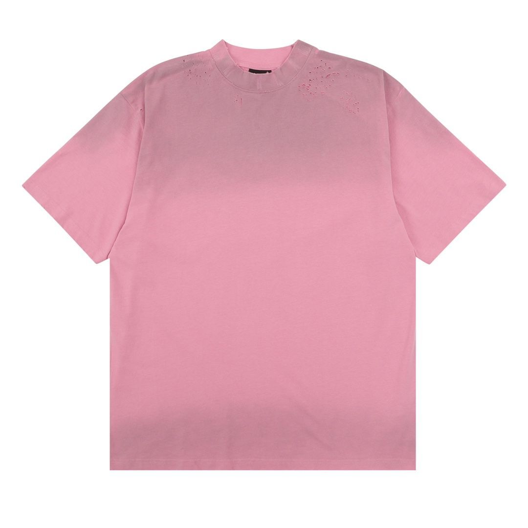 新品 BALENCIAGA バレンシアガ ウォッシュ加工 梵字文字マーク 半袖Tシャツ ピンク 男女兼用