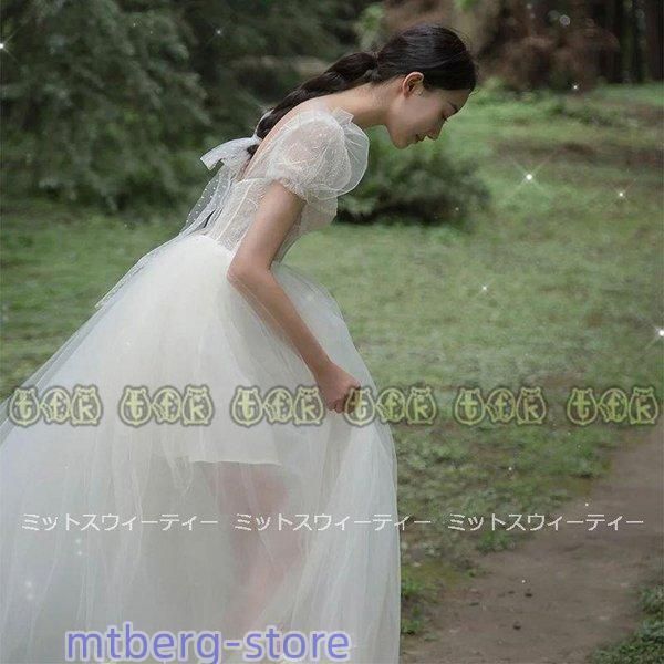 ウエディングドレス aラインドレス 結婚式 チュール 二次会 花嫁 白 大きいサイズ 挙式 パーティードレス 披露宴 ブライダル ロン