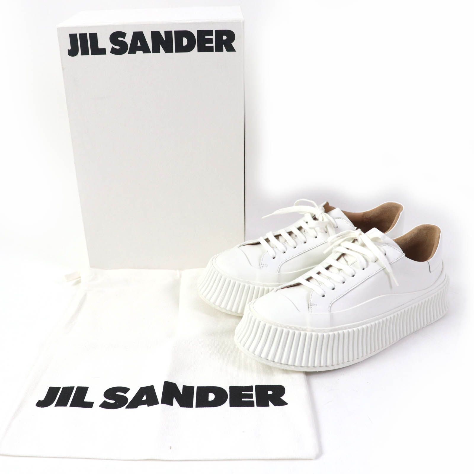 未使用品☆JIL SANDER ジルサンダー 24SS J15WS0002 ラウンドトゥ 厚底 レザー ローカットスニーカー ホワイト 39  箱・保存袋付き スペイン製 レディース 定価126,500円 - メルカリ