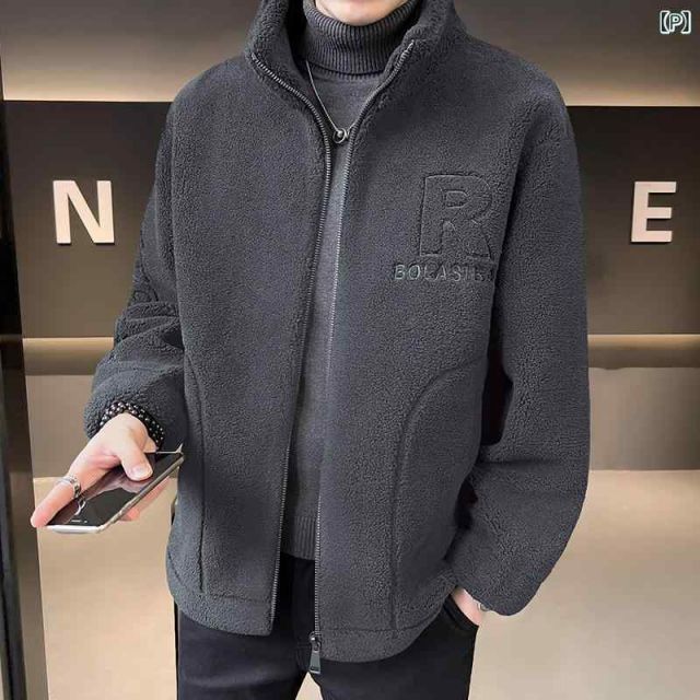 L 秋 冬 コーデ メンズ 用 服 シンプル ファッション オシャレ 大人 かっこいい 大きいサイズ ストリート 紳士服 ラムウール ジャケット アウター ダウン フリース 綿服 KANDAIZUMI_COM