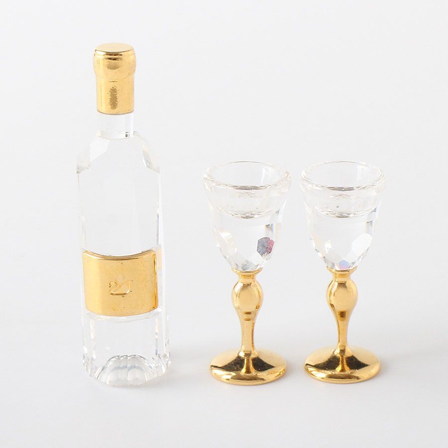 スワロフスキーのワインセットの置物 スワロフスキーのワインセットの置物 極美品 箱付き スワロフスキー