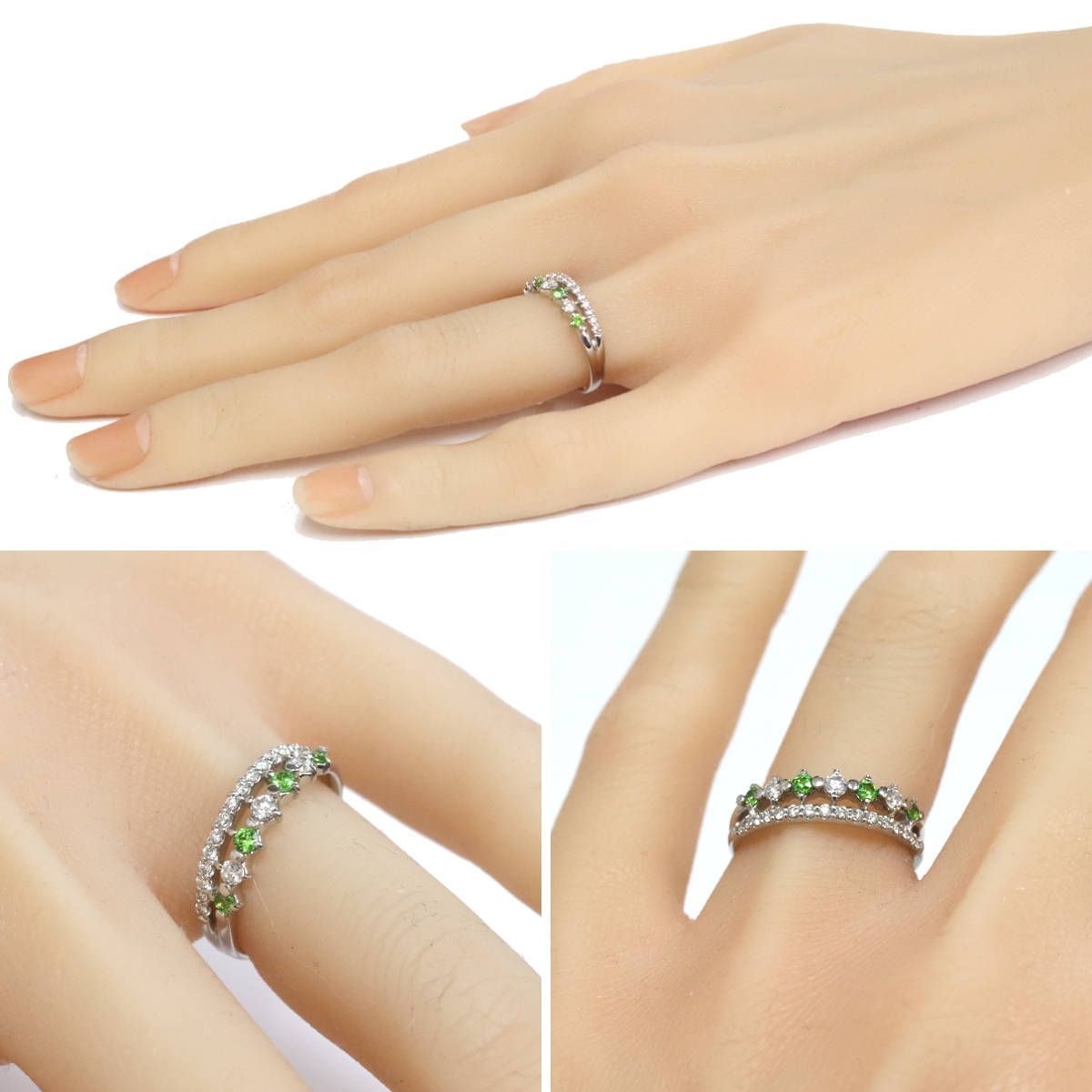 Pt900デマントイドガーネットダイヤモンドリング G0.180 D0.25 3.5g