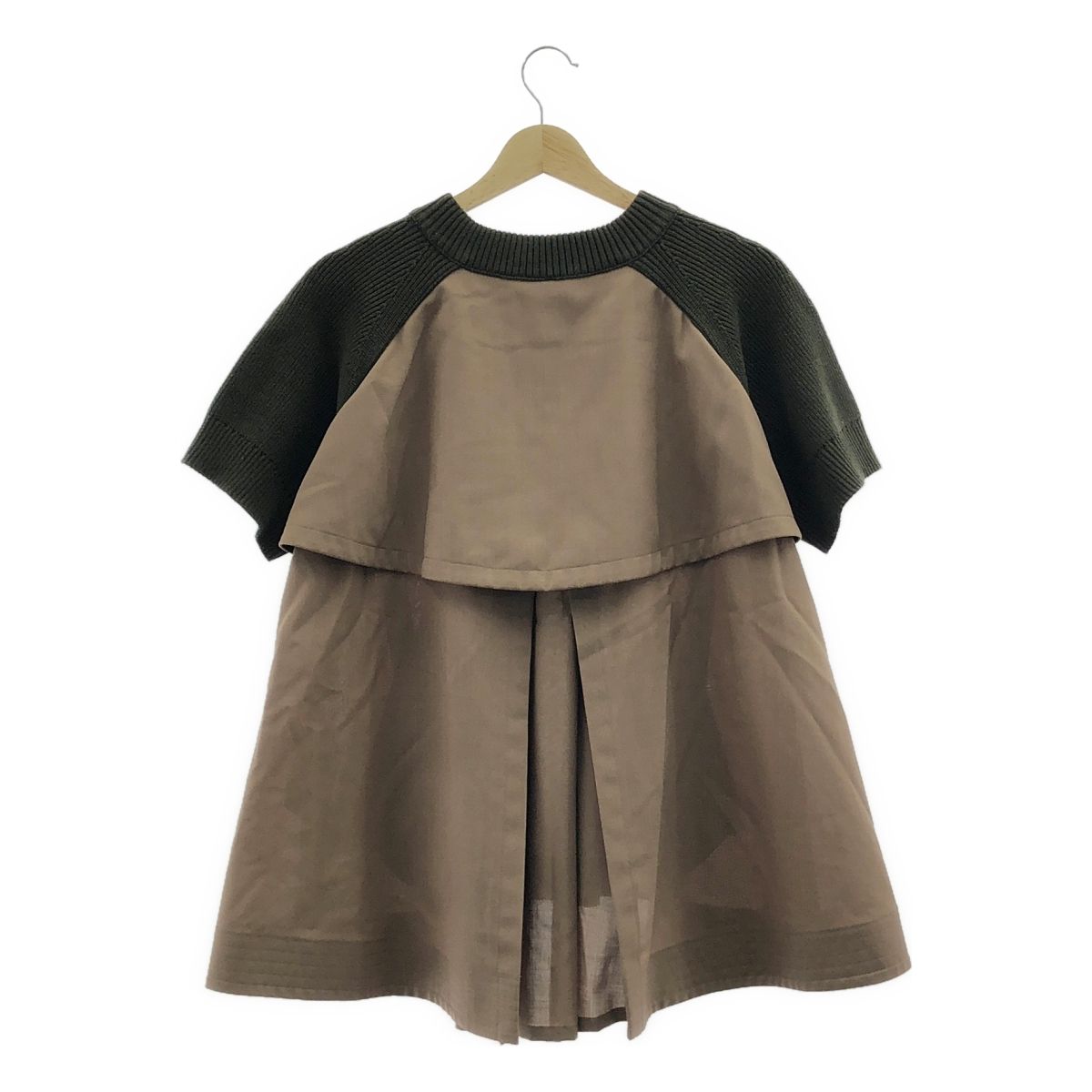 sacai / サカイ | ハーフスリーブ ドッキング ニット カットソー | 2 