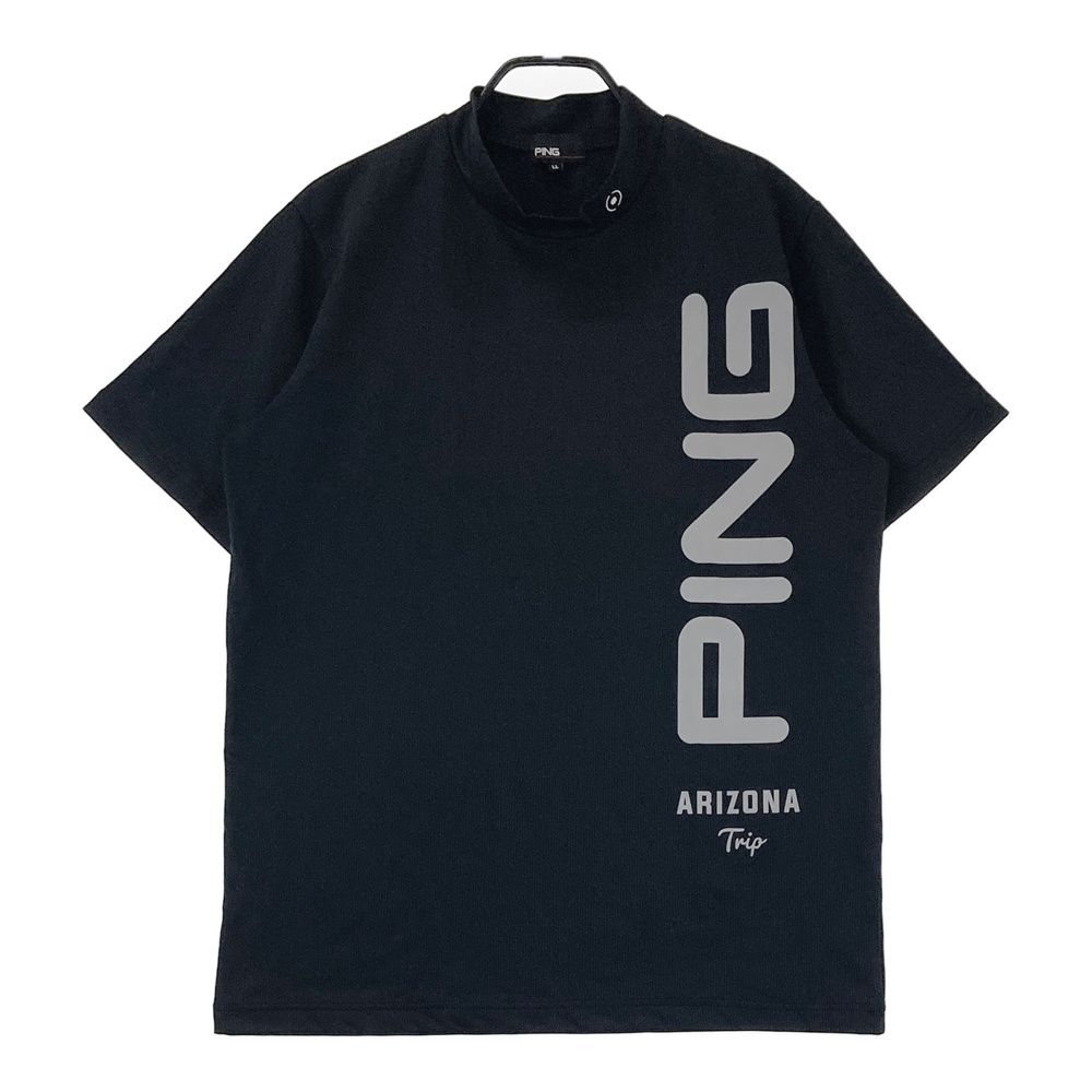 サイズ：LL PING ピン 2025年モデル ハイネック 半袖Tシャツ  ブラック系 [240101428216] ゴルフウェア メンズ ストスト サイズ：LL PING ピン 2025年 ハイネック 半袖Tシャツ ブラック
