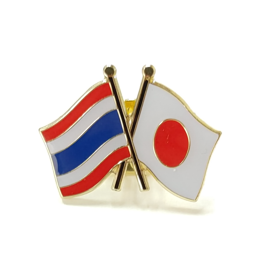 安値 TOSPA ピンバッジ2ヶ国友好 日本国旗 デンマーク国旗 約20×20mm