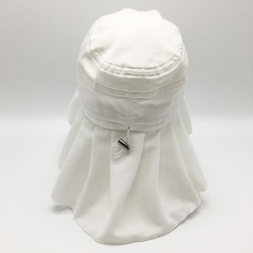 【超美品】ヒールクリーク つば広ハット 白 首日除け ドローコード レディース 40 ゴルフウェア Heal Creek