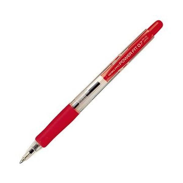 （まとめ）コクヨ 再生樹脂ボールペン（パワーフィット）0.7mm 赤 PR-10