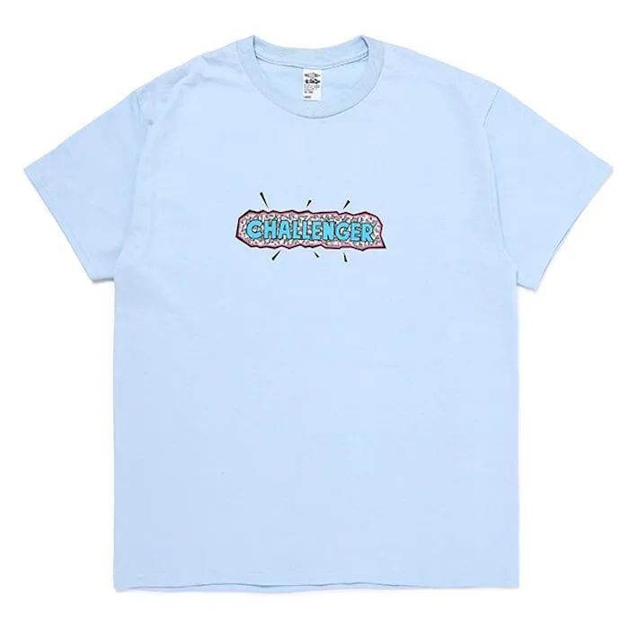 ☆新品未使用☆定価6,380円 　CHALLENGER 80‘ｓLOGO TEE チャレンジャー White LT BLUEメンズ　レディース　 おしゃれ　シンプル　ブランド　半袖シャツ　シャツ　服　ストリート　長瀬智也　芸能人　アイドル　ガレージ