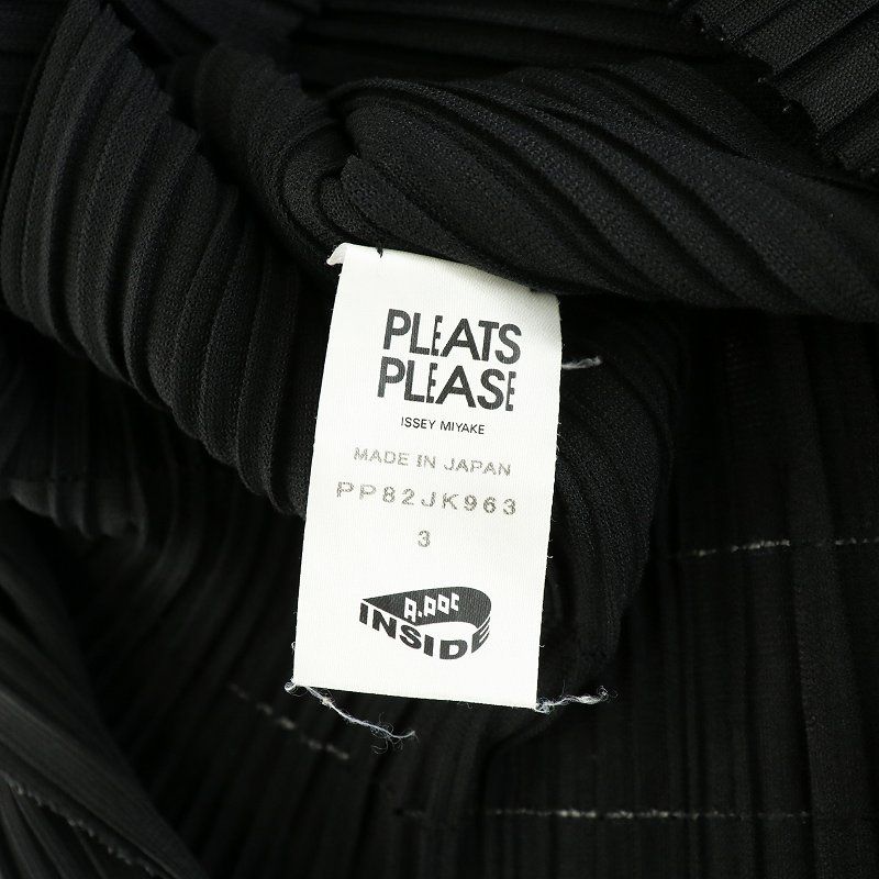 プリーツプリーズ PLEATS PLEASE イッセイミヤケ ISSEY MIYAKE プリーツ カットソー ブラウス 長袖 ハイネック 3 L 黒  ブラック PP82JK963 □GY18 /MW - メルカリ