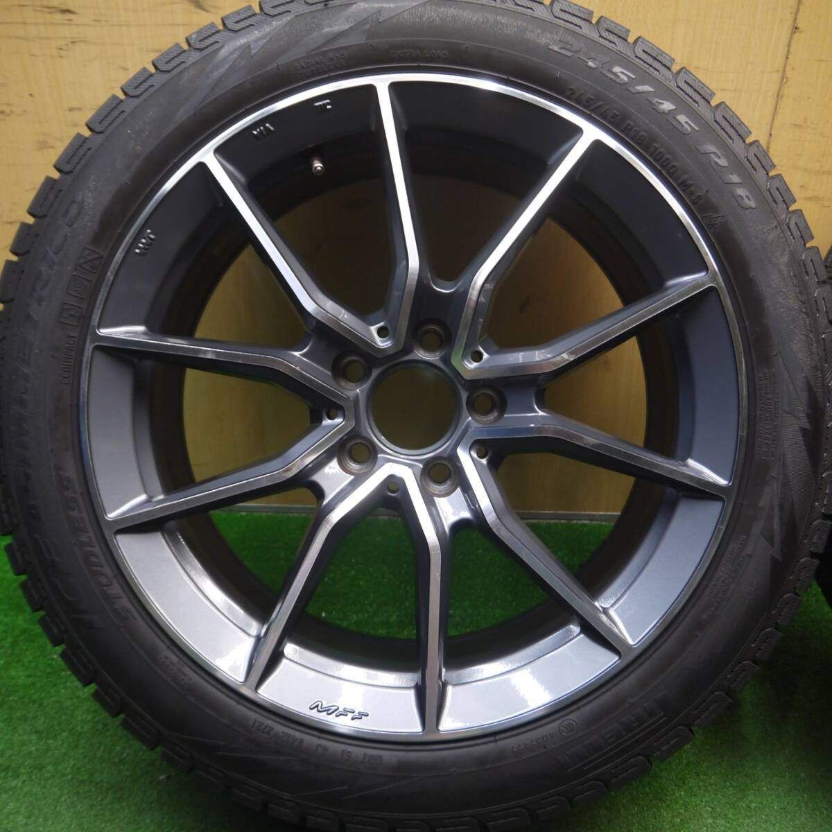 超バリ溝 21年 キレイ 9.5分以上 ベンツ 等 MAK MFF アルジェントFF 245 45R18 スタッドレス ピレリ アイスアシンメトリコ 18インチ PCD112 5H 5022803Hス