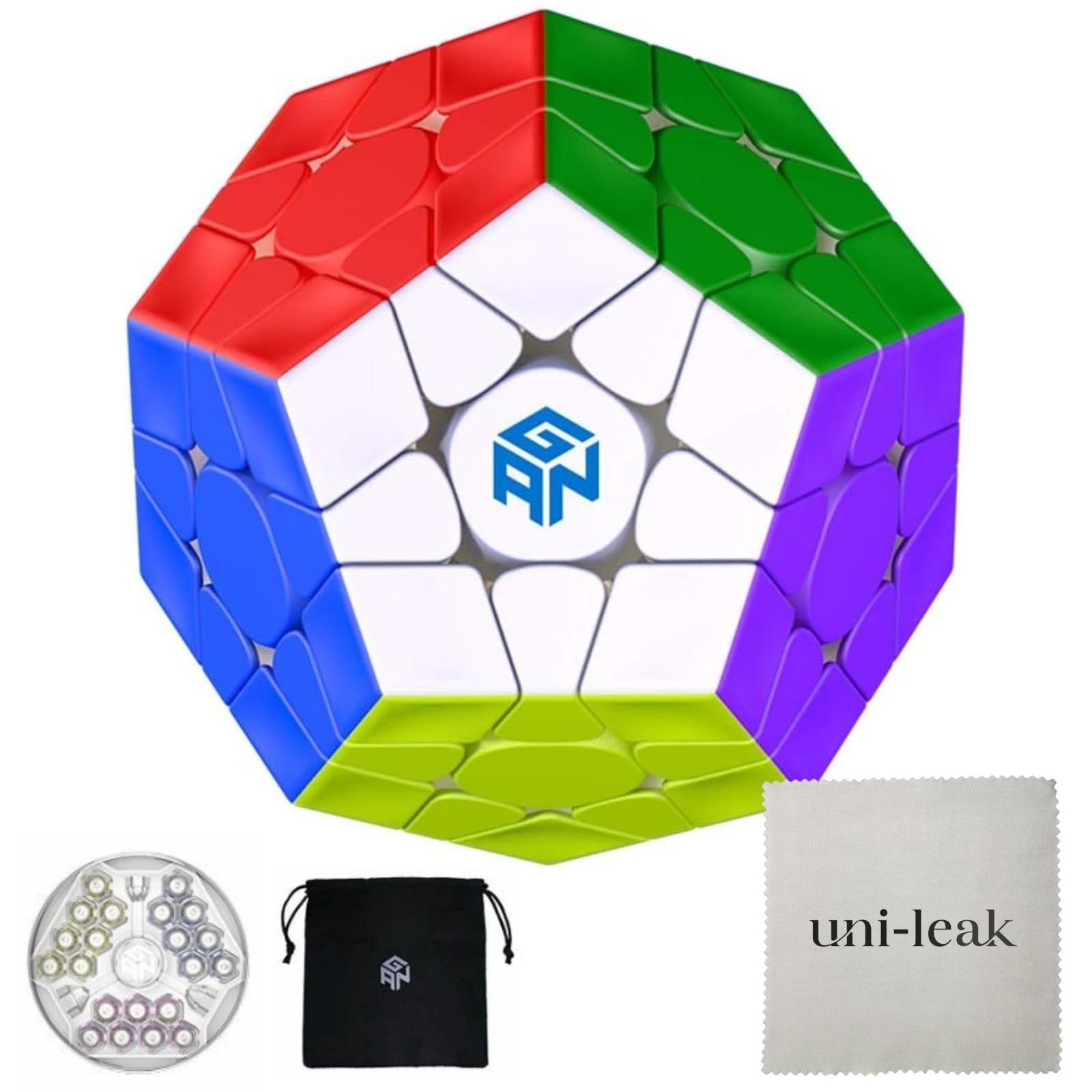 完成手順動画付き GANCUBE GAN Megaminx M ステッカーレス メガ メガミンクス ガンキューブ キューブバッグ クロス付き