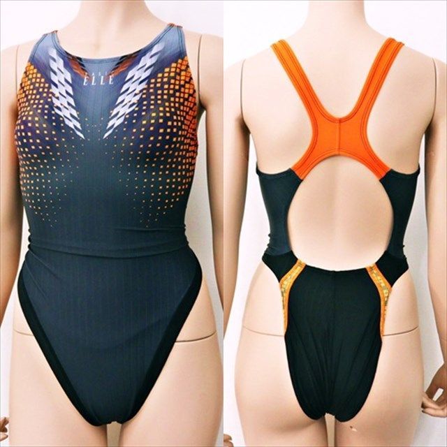 MM1-26A◇ハイカット小尻競泳水着 2XLサイズ グラマーサイズ クール レーシー オレンジ ぴたぴた 背中開き Xバック レディース 練習用水着 フィットネスジムプール ワンピース■