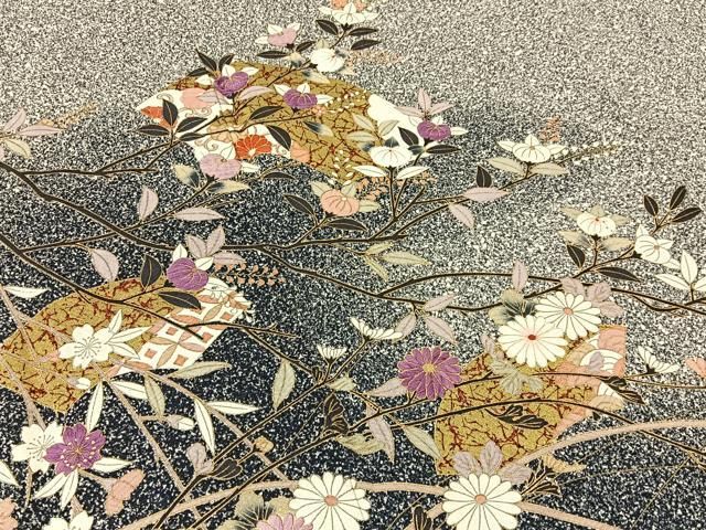 平和屋着物○訪問着 地紙枝花文 たたき染め 正絹 逸品 AAAZ1826ph