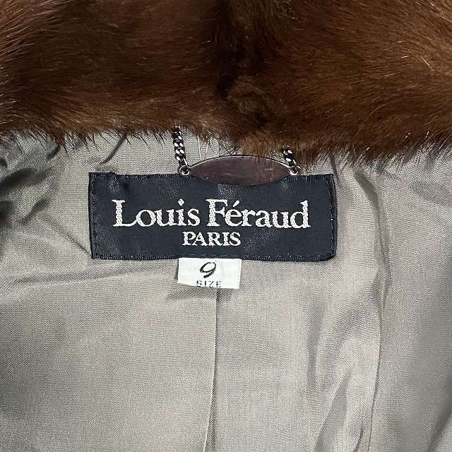 ルイフェロー LOUIS FERAUD ジャケット ミンク 毛皮 ウール カシミヤ混 長袖 ブラック グレー 9 M相当