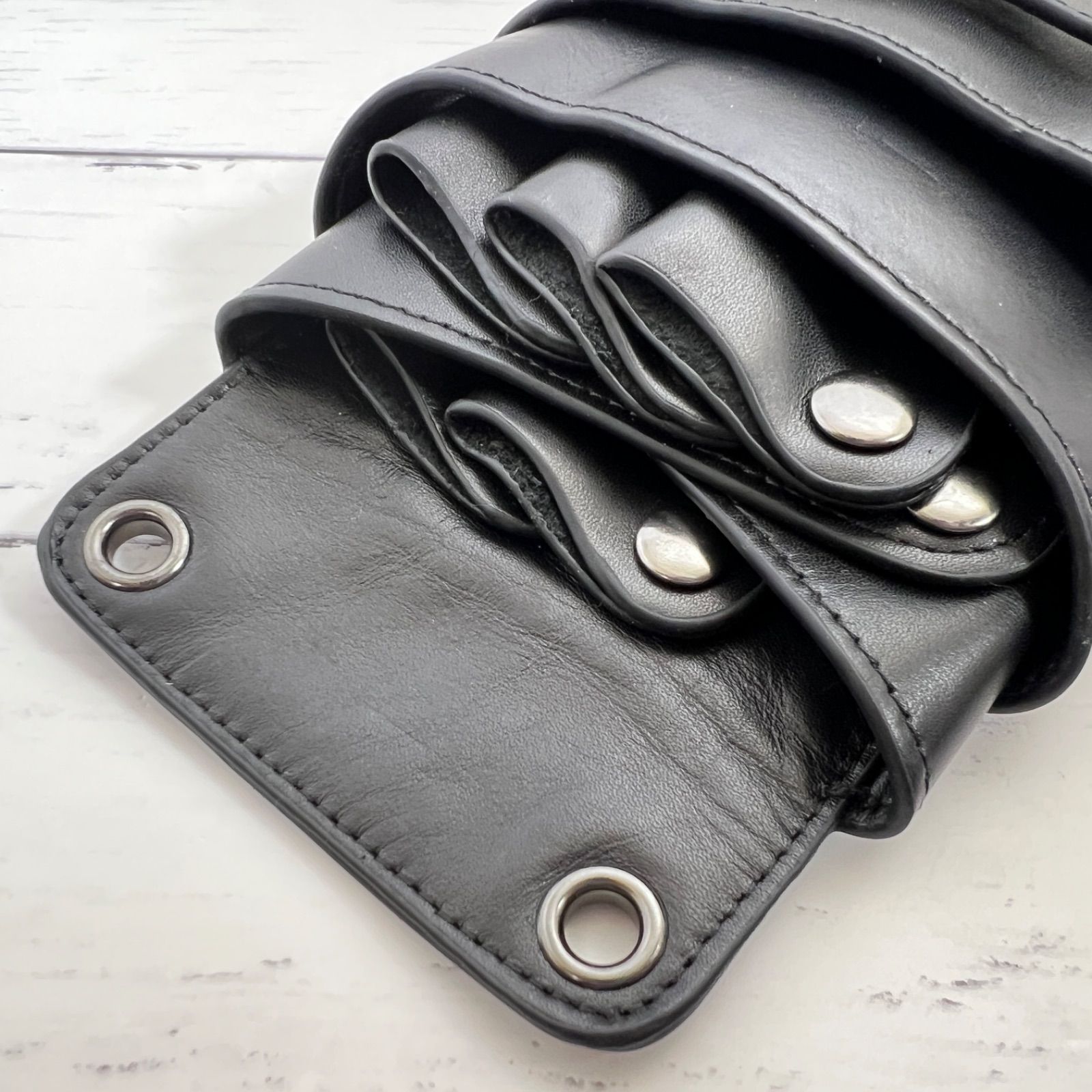 訳有】A56 本革 シザーケース 5丁挿し ブラック シザー入れ