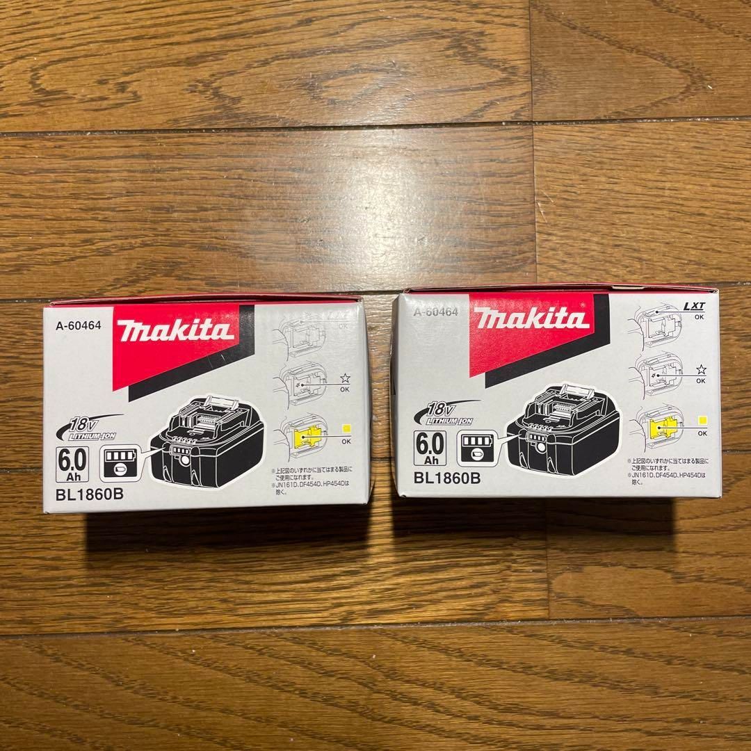 2個 マキタ 純正 バッテリ18V 6.0Ah BL1860B