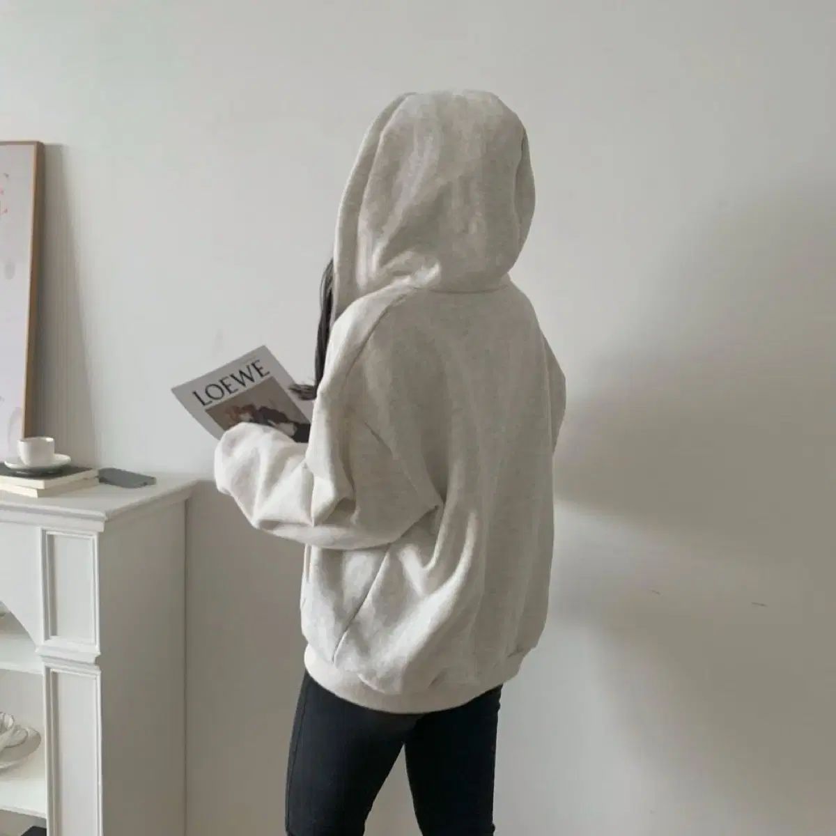 ブランシュ マランカウ 裏起毛 ジップアップパーカー フード付き オートミール