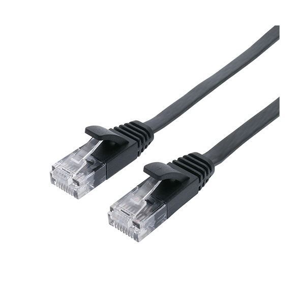 まとめ ナカバヤシ ミヨシCAT.6A LANケーブル フラット ブラック 3m C6A-F03BK 1本 ×5セット