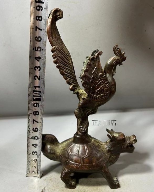 銅器 銅製 金鶏独立竜亀 置物 茶道具 装飾品 工芸品 美術品 置物 銅器 銅製 金鶏独立竜亀 置物 茶道具 装飾品 工芸品 美術品 置物