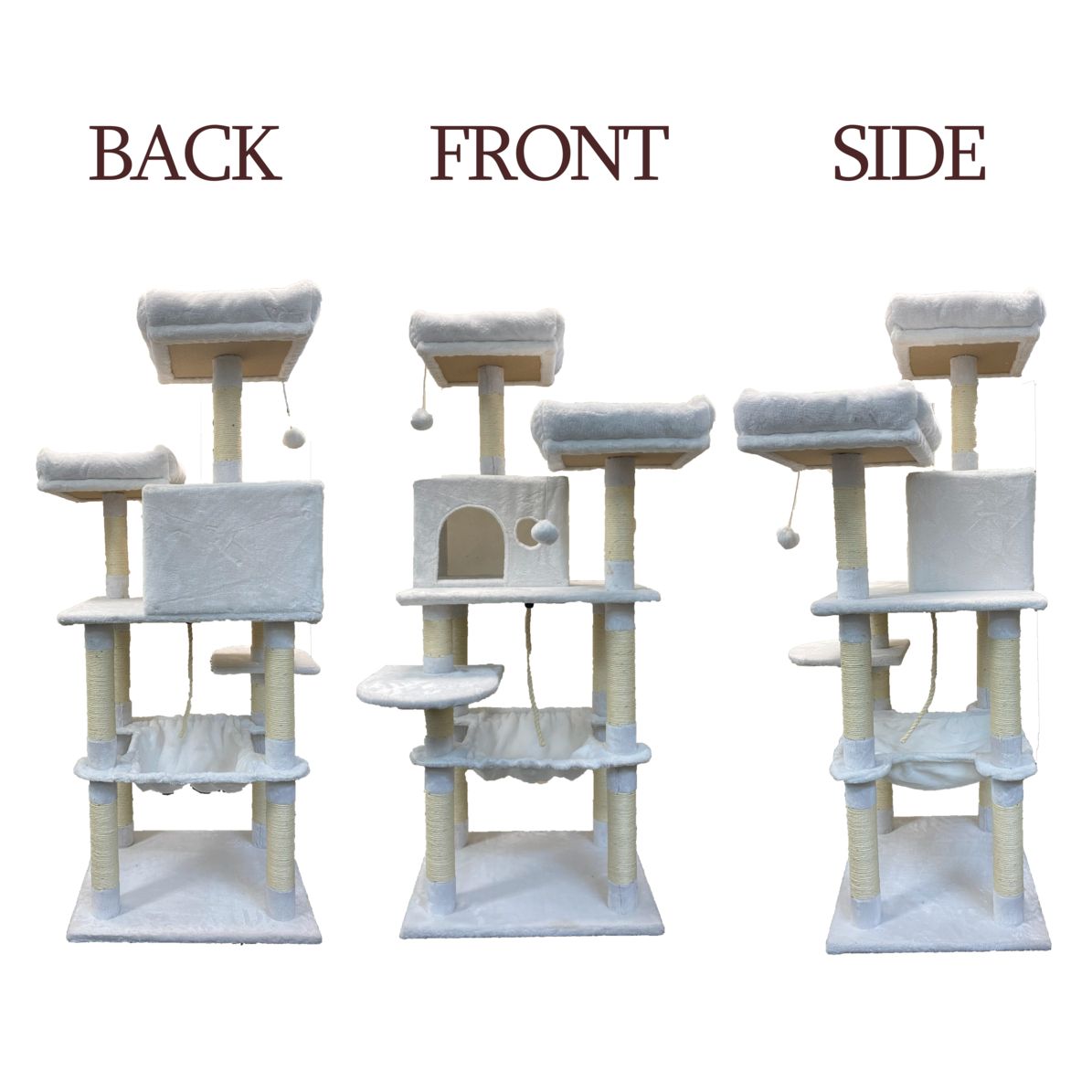 キャットタワー ホワイト 組み立て式 猫 ねこ ネコ ハンモック