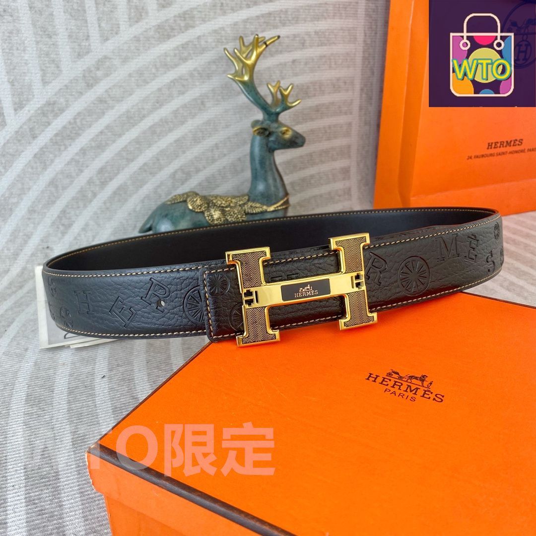HERMES ロゴベルト 中古・古着通販】HERMES (エルメス) Hロゴリバーシブルベルト