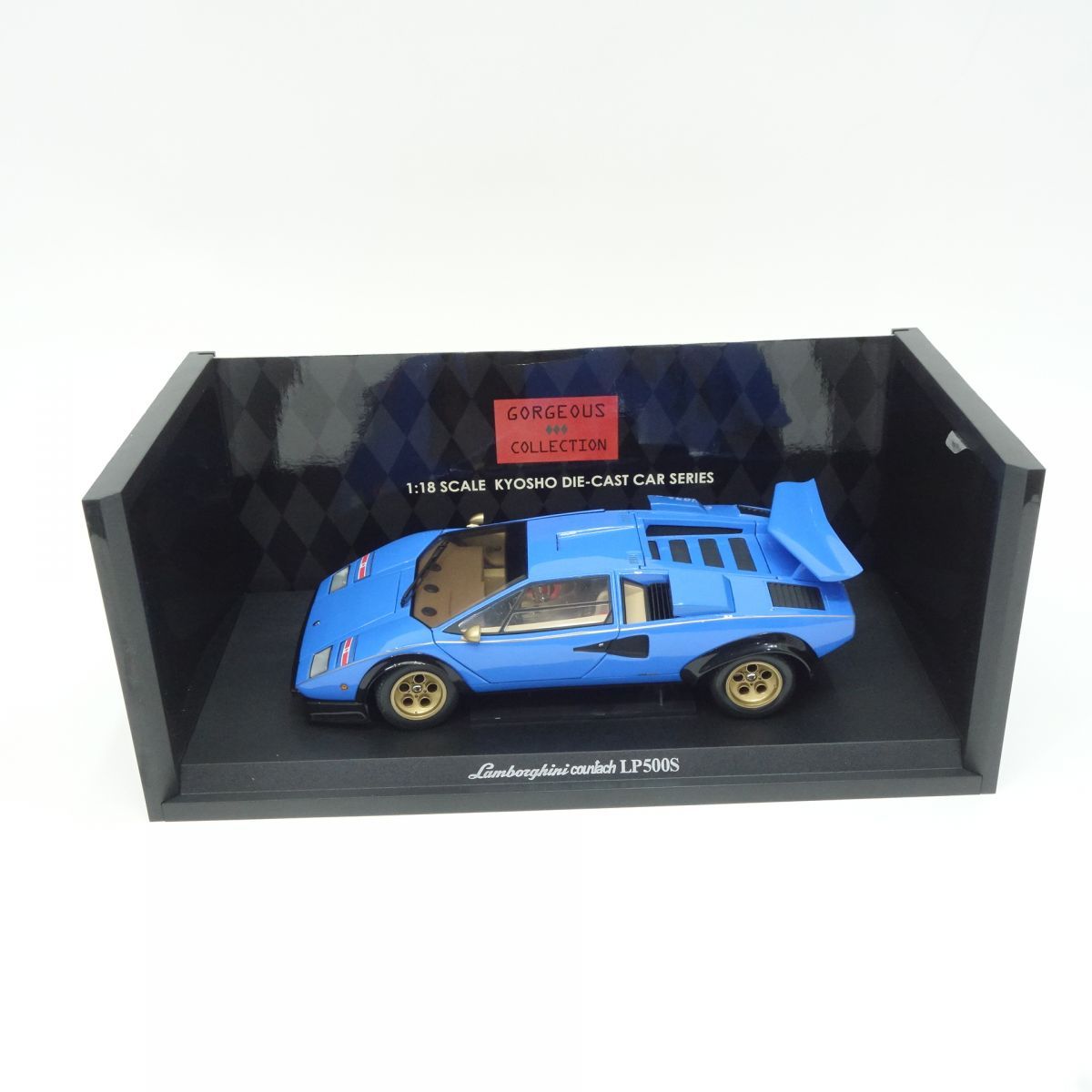 京商 1/18 ランボルギーニ カウンタック LP500S ブルー ミニカー ※中古 