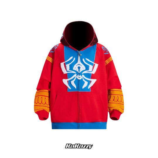 KAKAZZY スパイダーマン パーカー フルジップ レッド S Kakazzy】Full Zip Hoodie スパイダーマン (パーカー・フーディ
