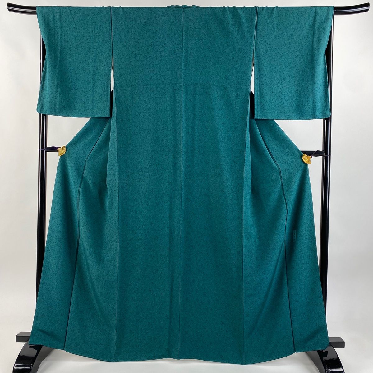 江戸小紋 身丈164cm 裄丈67cm M 袷 人間国宝 六谷梅軒 落款 蓑亀 青緑 正絹