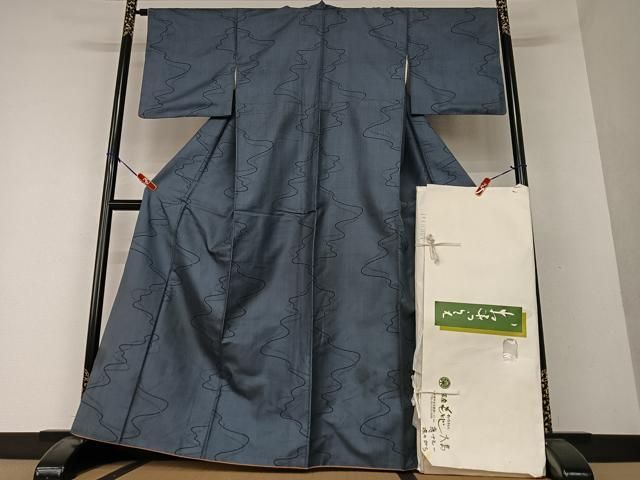 平和屋着物●銀座もとじ　お召　よろけ縞　たとう紙付　正絹　逸品　AAAW9176zg 平和屋着物○銀座もとじ お召 よろけ縞 たとう紙付 正絹 逸品