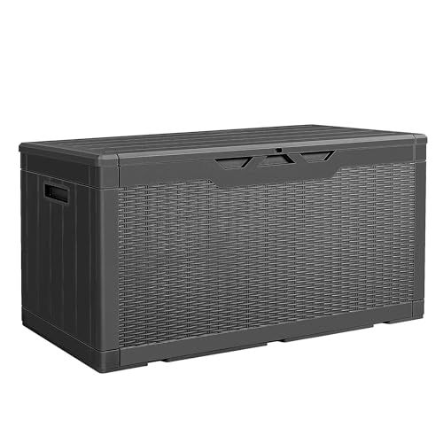 Alebert｢アレベルト｣ 物置 収納庫 屋外 防水 耐候 380Ｌ大容量 幅123*奥行57*高さ62cm ベランダ収納 大型物置 倉庫 ベランダストッカー 屋外収納 ガーデン収納 ベンチ コンテナ ガーデン|庭|ベランダ 収納 大容量 おしゃれ ブラッ