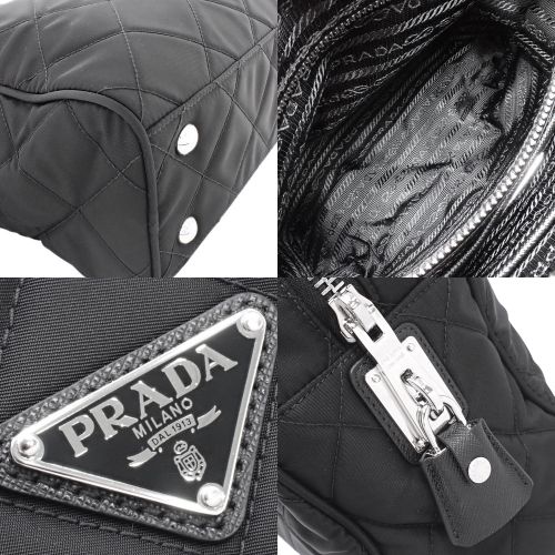 PRADA プラダ トライアングルロゴ チェーンショルダー ショルダーバッグ 肩掛け キルティング ナイロン NERO 黒 ブラック シルバー金具 1BB903 PRADA(プラダ) キルティング チェーンショルダーバッグ ショルダー